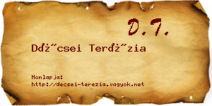 Décsei Terézia névjegykártya